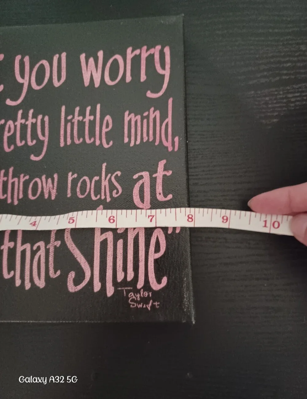 Taylor Swift Quote Hand-Painted Black and Pink Canvas Art